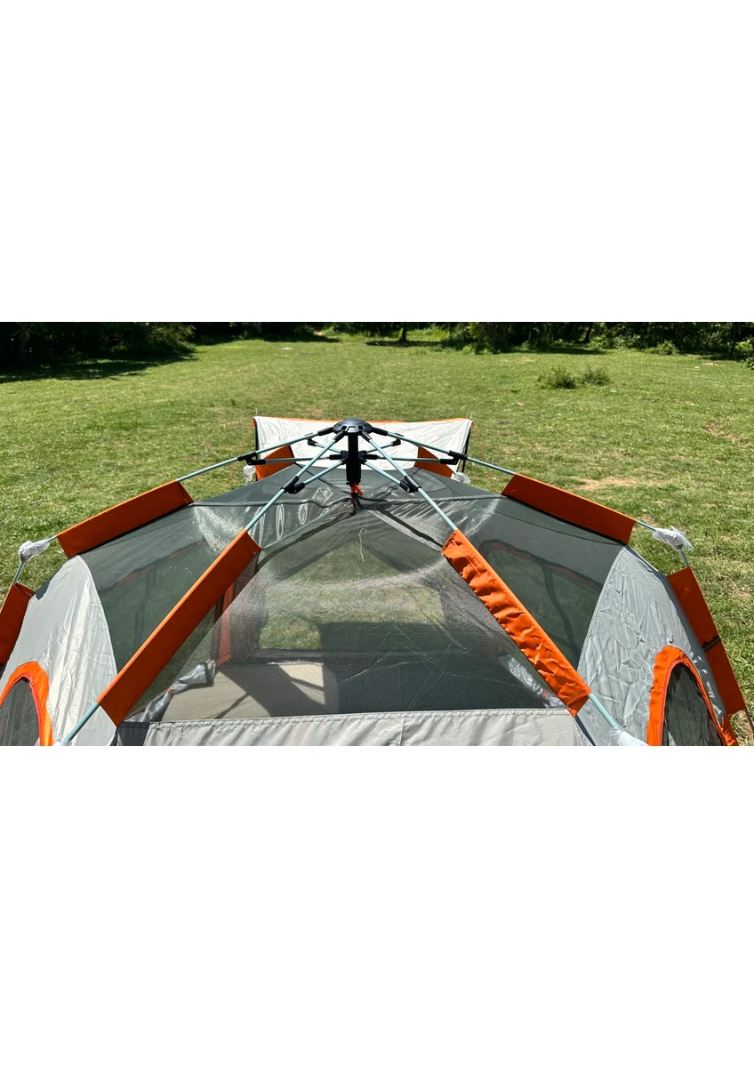 Tam Otomatik Su ve Rüzgar Geçirmez Gölgelikli Altıgen Çadır Aile Çadırı 280*240*155 cm